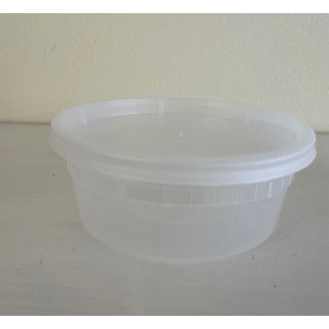 8 oz plastic container with lid bundle of 6 units