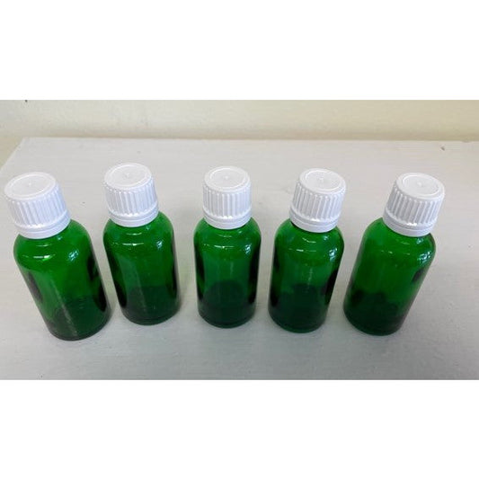 1 oz green essential oil bottle with eurodrop tamper evident cap bundle of 5 units