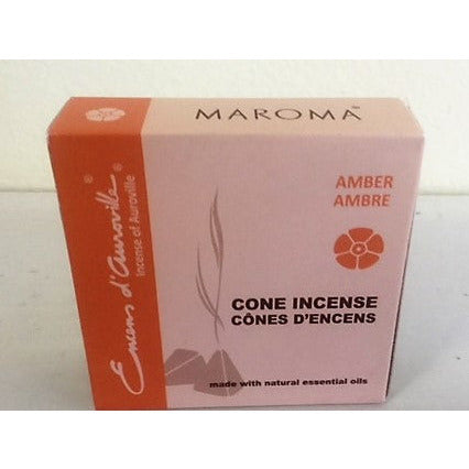 Maroma Amber Cone Incense 100% Natural Made with Natural Essential Oils, 10 cones