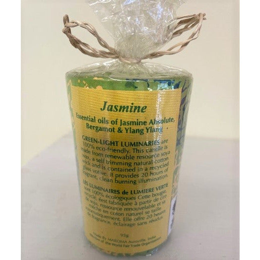 Maroma Green Light Jasmine Candle 100% eco-friendly with Jasmine Absolute Essential Oils Bergamot and Ylang Ylang 95 g