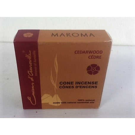 Maroma Cedarwood Cone Incense 100% Natural Made with Natural Essential Oils