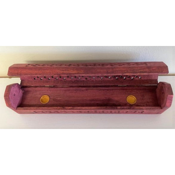 Handmade Wooden Ash Box Sticks and Cones Incense Burner (Box size 12 x 2 x 2)
