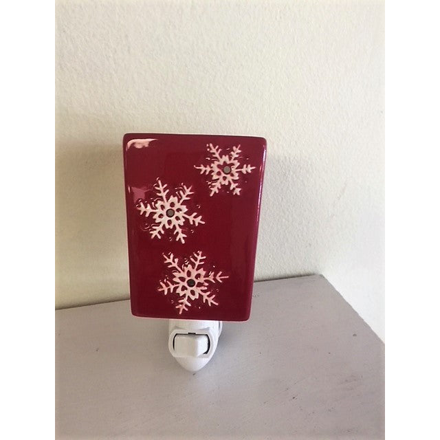 Red and white snow flakes  electric plug in aromatic oil burner, scented oil warmer, wax melter