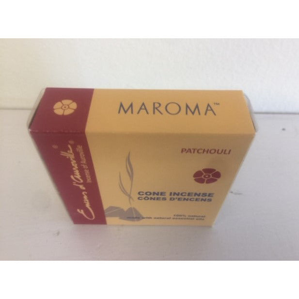 Maroma Patchouli Cone Incense 100% Natural Made with Natural Essential Oils, 10 cones